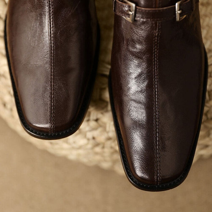 Misha - Elegant Leather Loafers with Heel