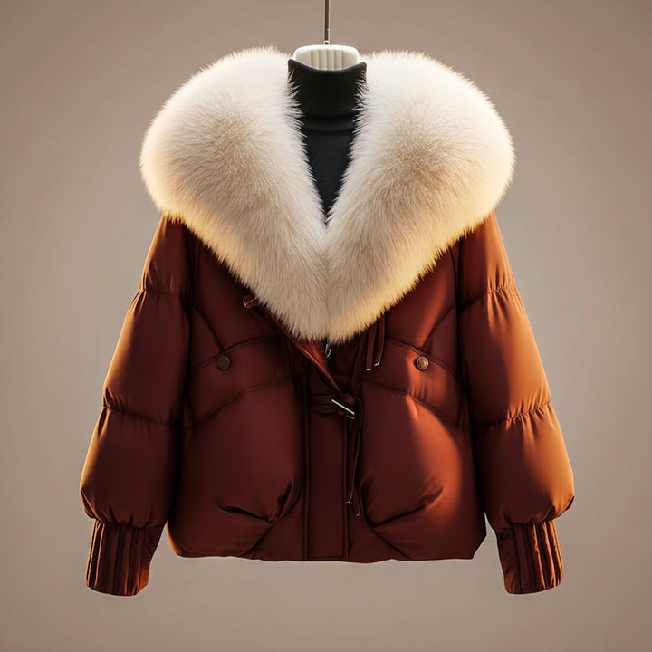 Enina - Stylish Cotton Coat With Fur Collar