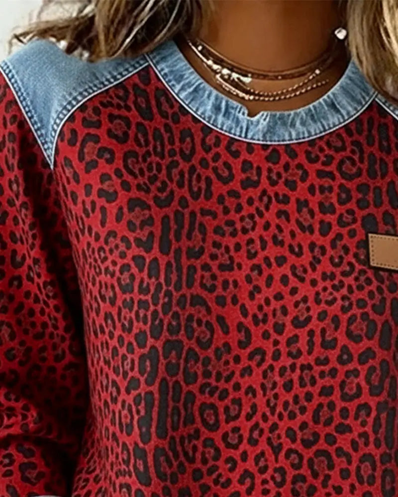 Krassimira - Long Sleeve Leopard Print Top