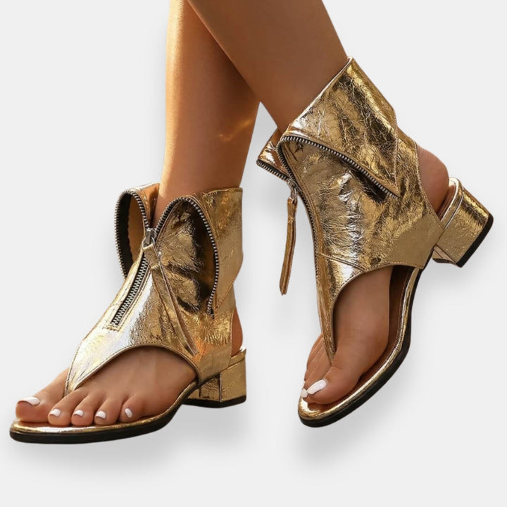 Sadiya - Metallic Zipper Sandal