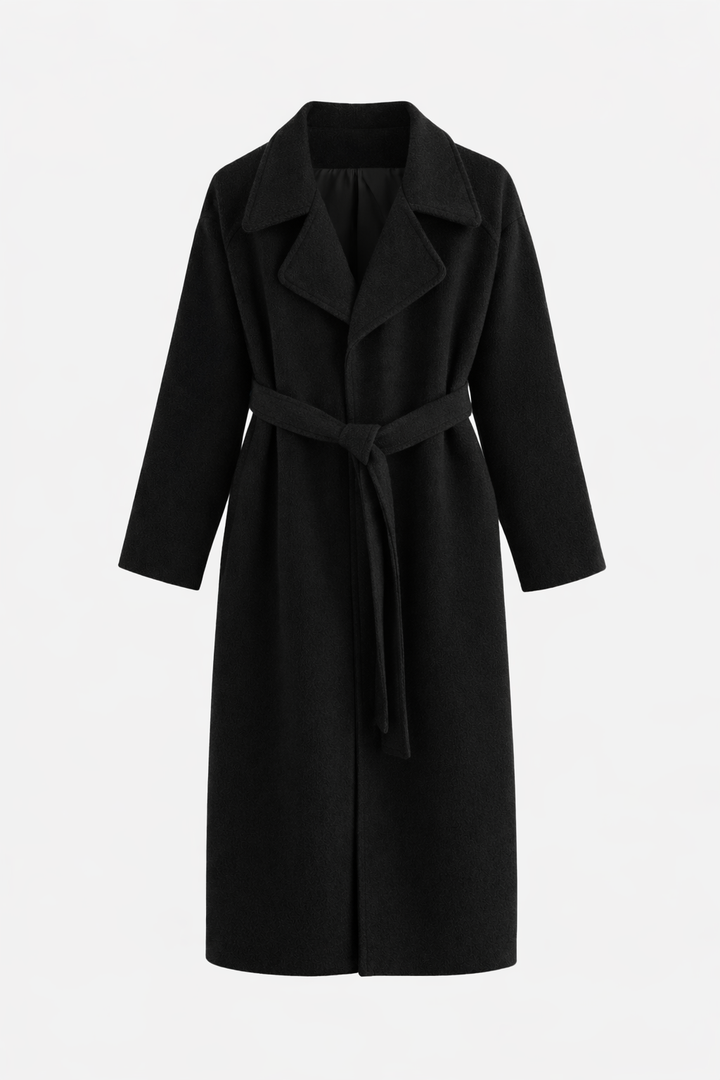 Shulamit - Elegant Long Sleeve Overcoat With Belt