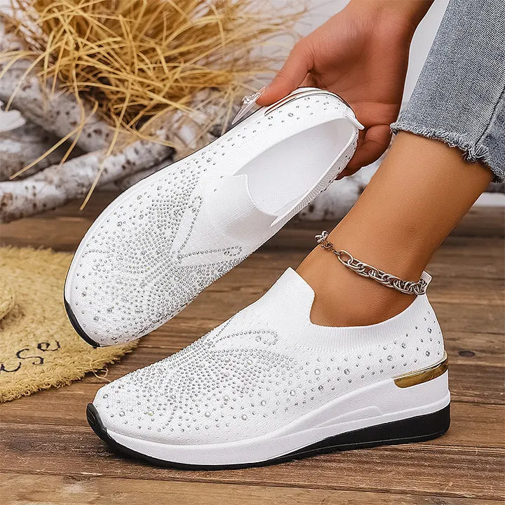 Josia - Rhinestone Butterfly Pattern Slip-on Sneakers