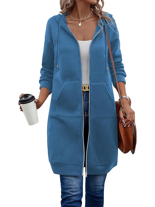 Dfida - Casual Fleece Hoodie WithZip Up