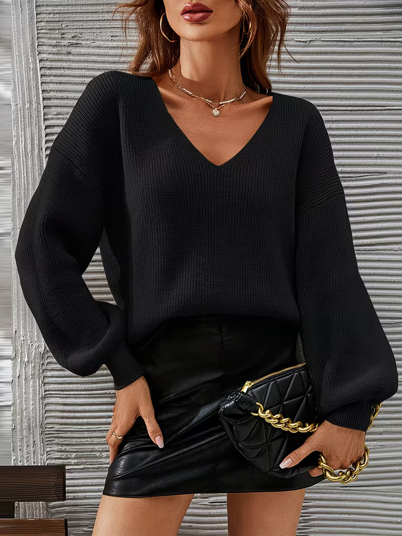 Irmelin - V-Neck Drop Shoulder Sweater
