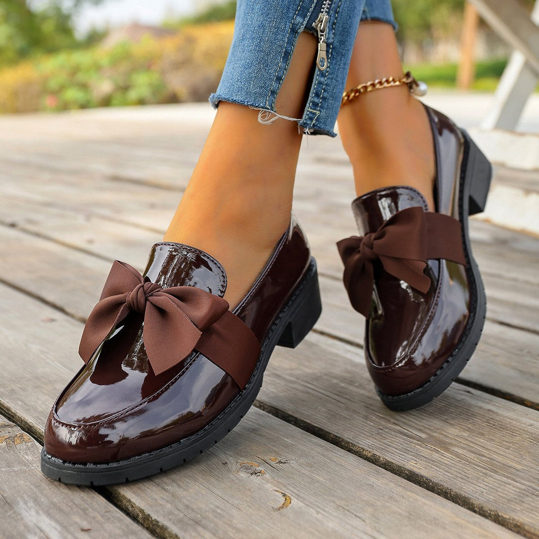 Astreaica - Patent Leather Loafer With Bow Accent