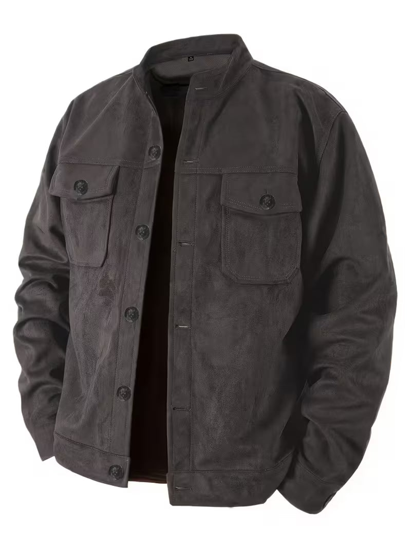 Lucrira - Suede Jacket With Dual Front Pockets