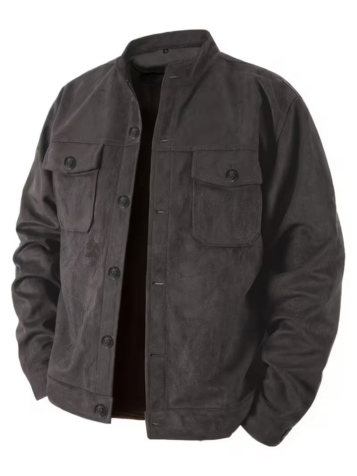 Lucrira - Suede Jacket With Dual Front Pockets