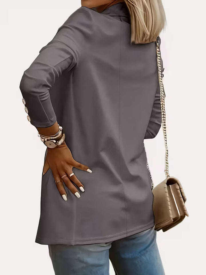 Tatjanita - Long sleeve Decorative Button Blazer