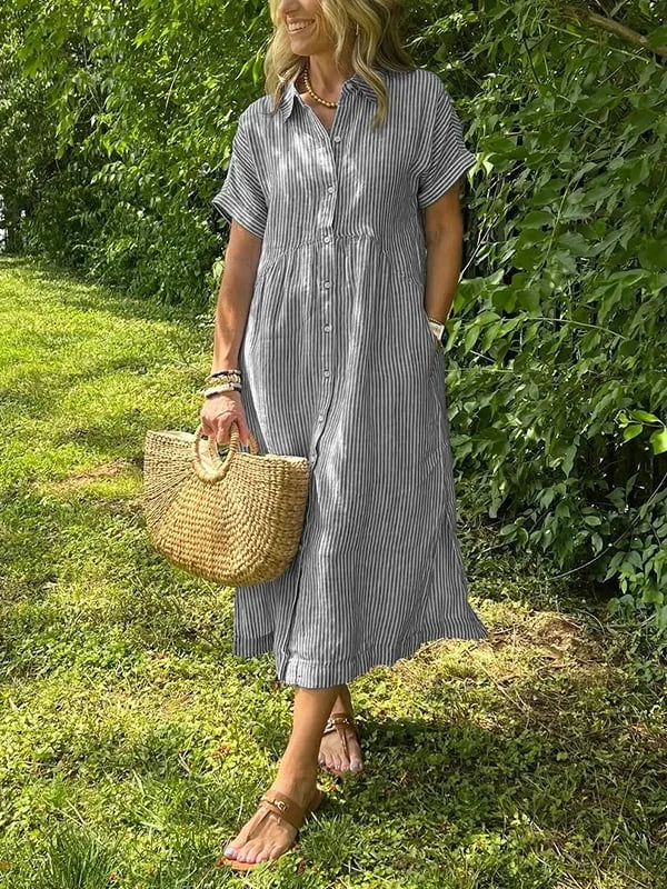 Samara - Stylish Striped Shirt Dress
