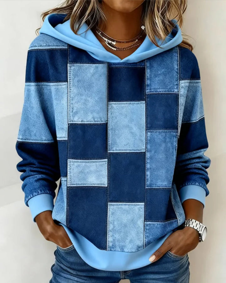 Yaralyn - Stylish Plaid Long-Sleeved Hoodie
