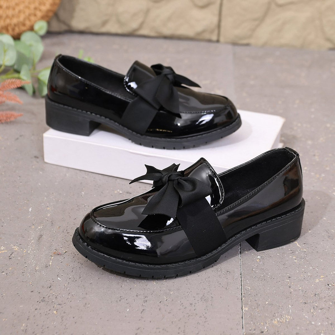 Astreaica - Patent Leather Loafer With Bow Accent