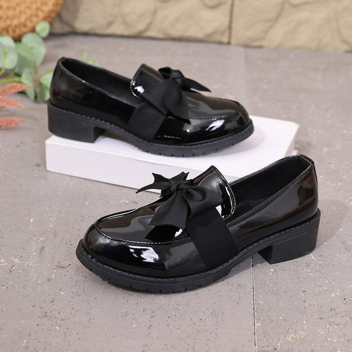 Astreaica - Patent Leather Loafer With Bow Accent