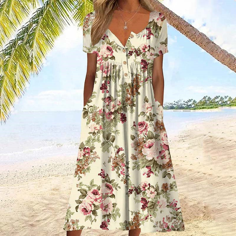 Aliyeen - Vintage Floral Print Dress