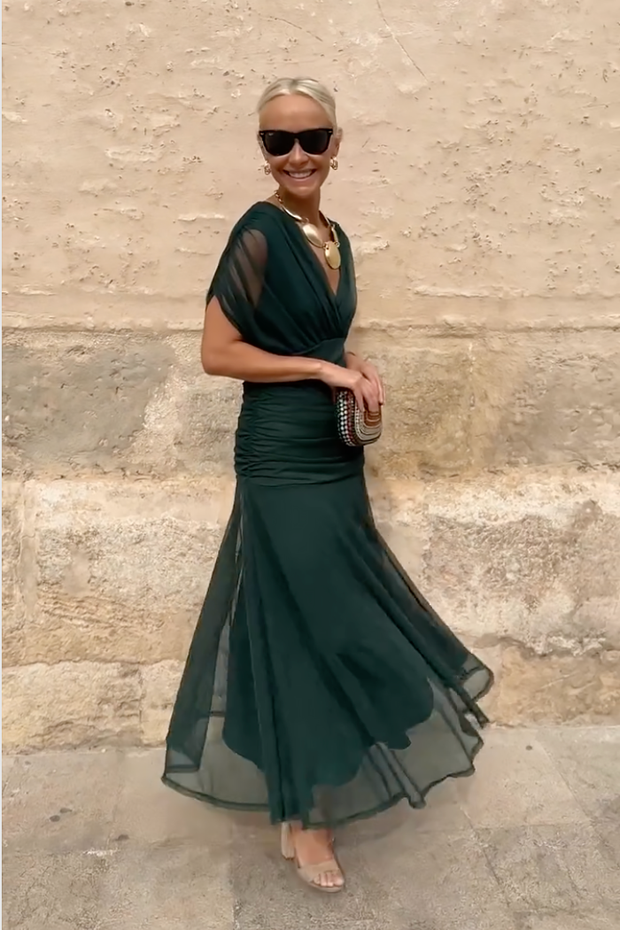 Nefeli - Elegant V-Neck Party Maxi Dress