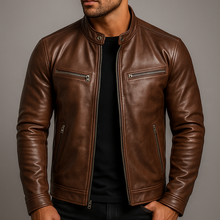 Jaromir - Vintage Leather Jacket With Zipper