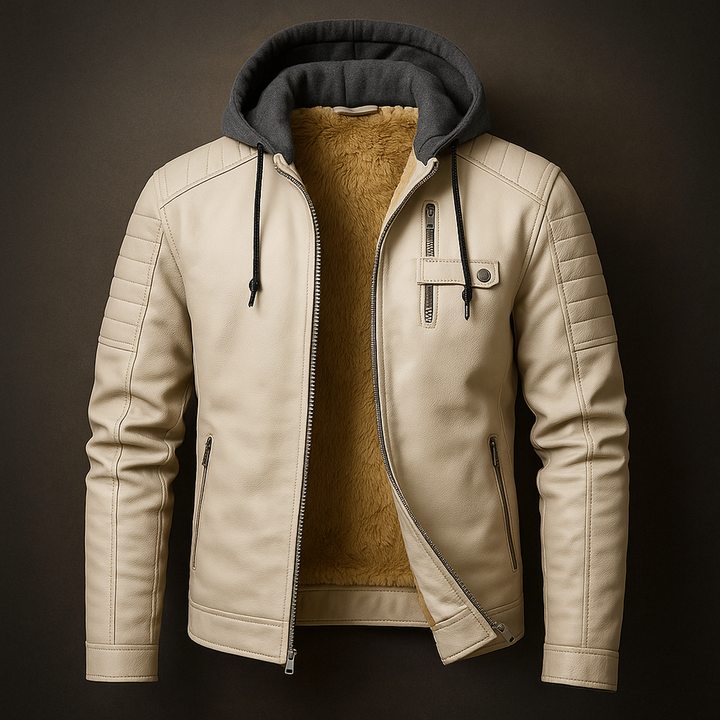 Glendon - Elegant Hooded Leather Jacket