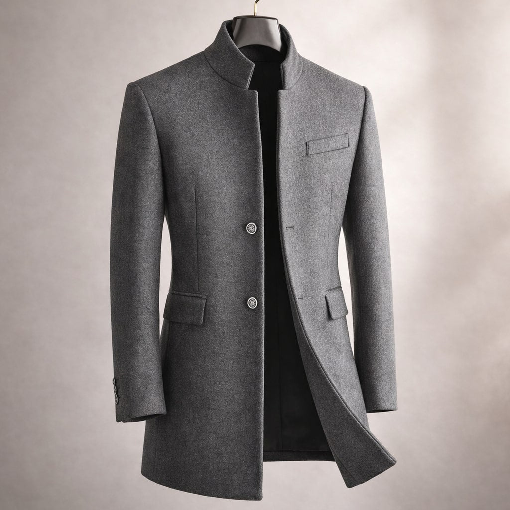 Dusko - Stand-Up Collar Coat With Button