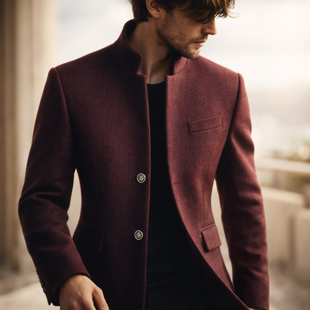 Dusko - Stand-Up Collar Coat With Button