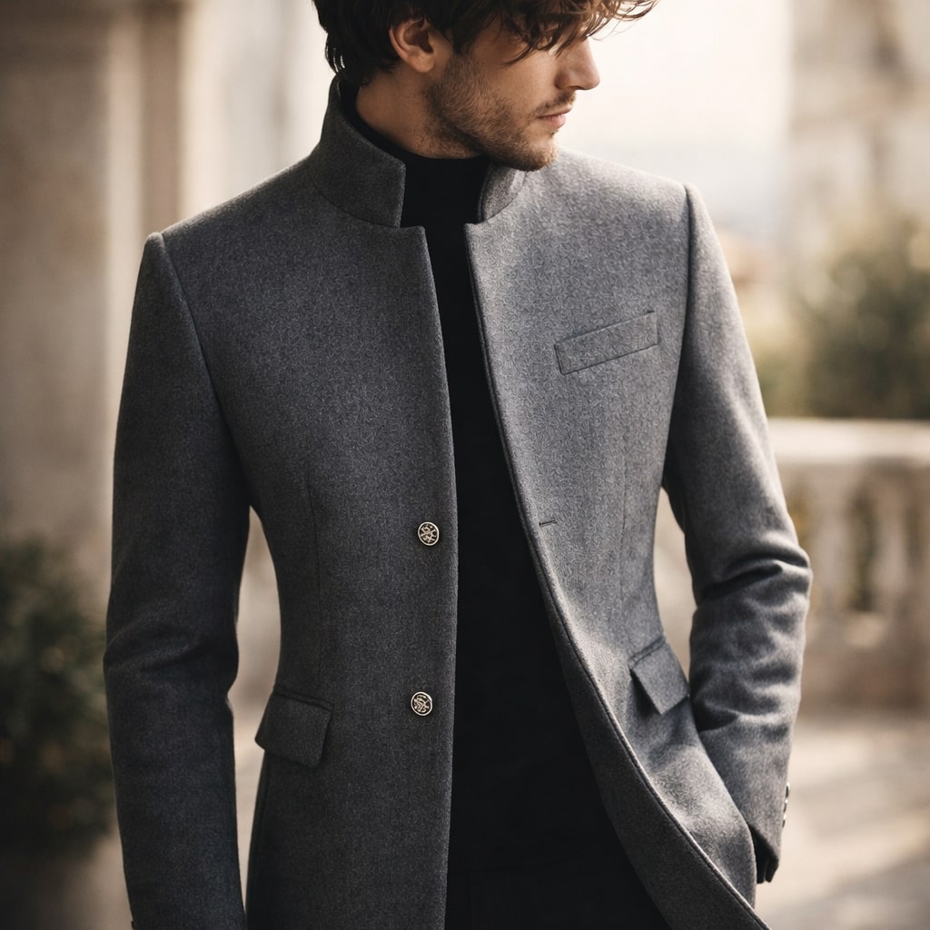 Dusko - Stand-Up Collar Coat With Button
