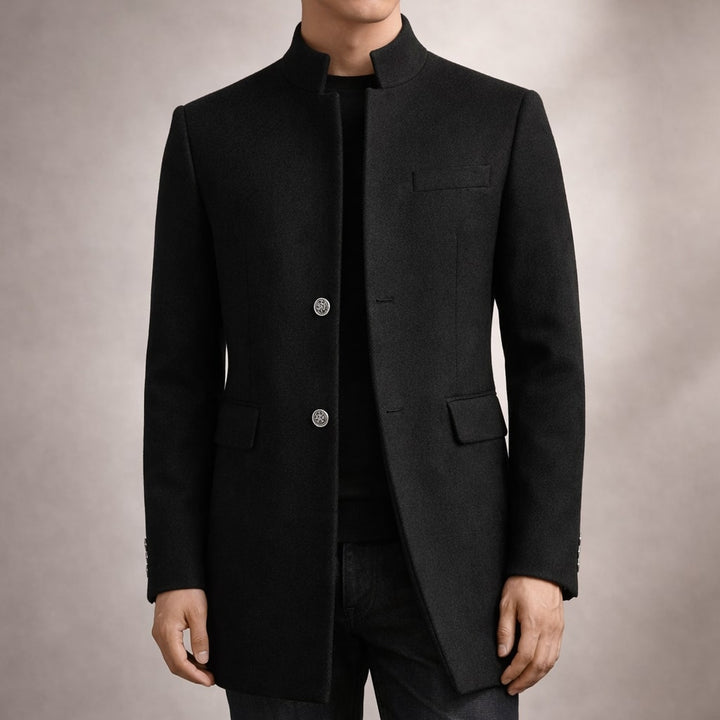 Dusko - Stand-Up Collar Coat With Button