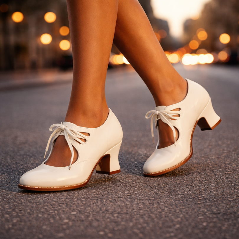 Zinnina - Lace-Up Mid Heel Pumps
