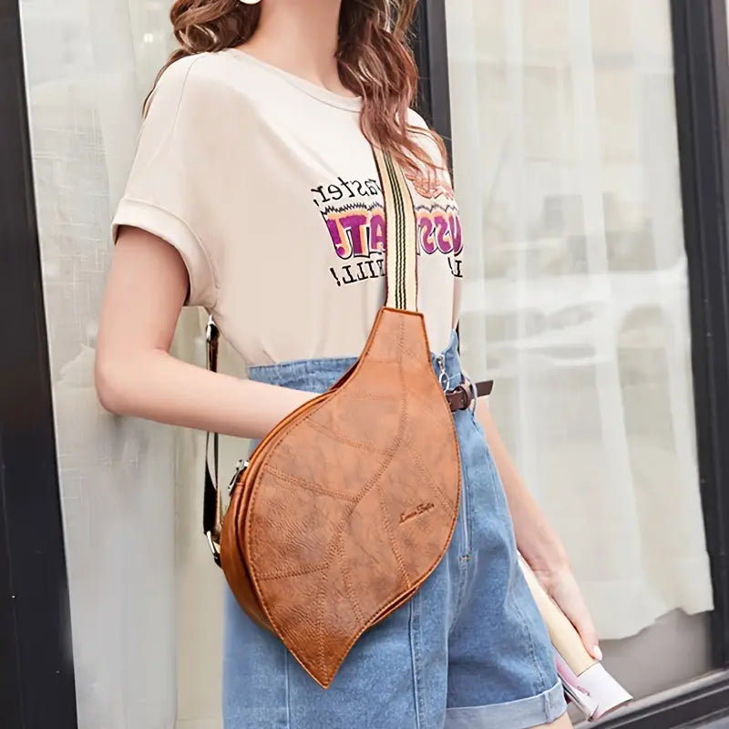 Carmela -Leather Crossbody Sling Bag with Adjustable Strap and Buckle