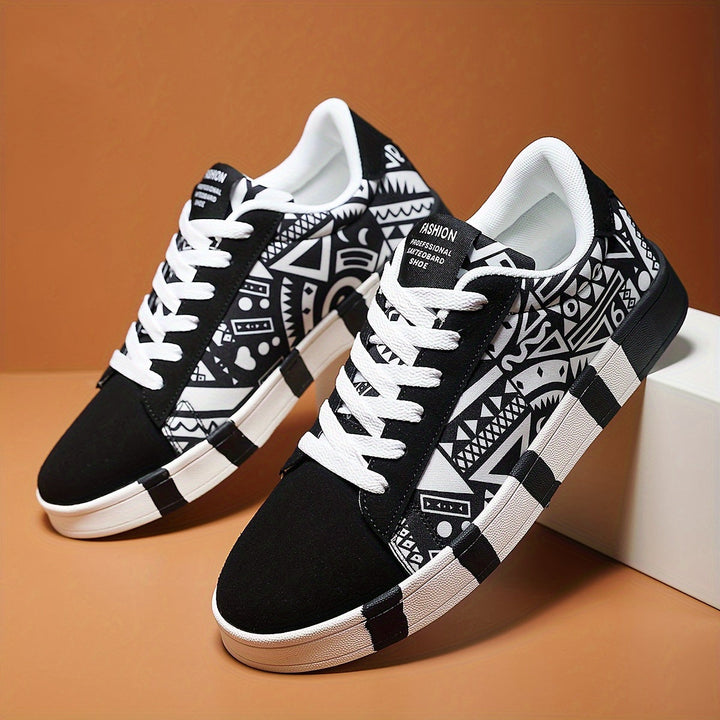 Nalson - Geometric Printed Lace-Up Sneakers