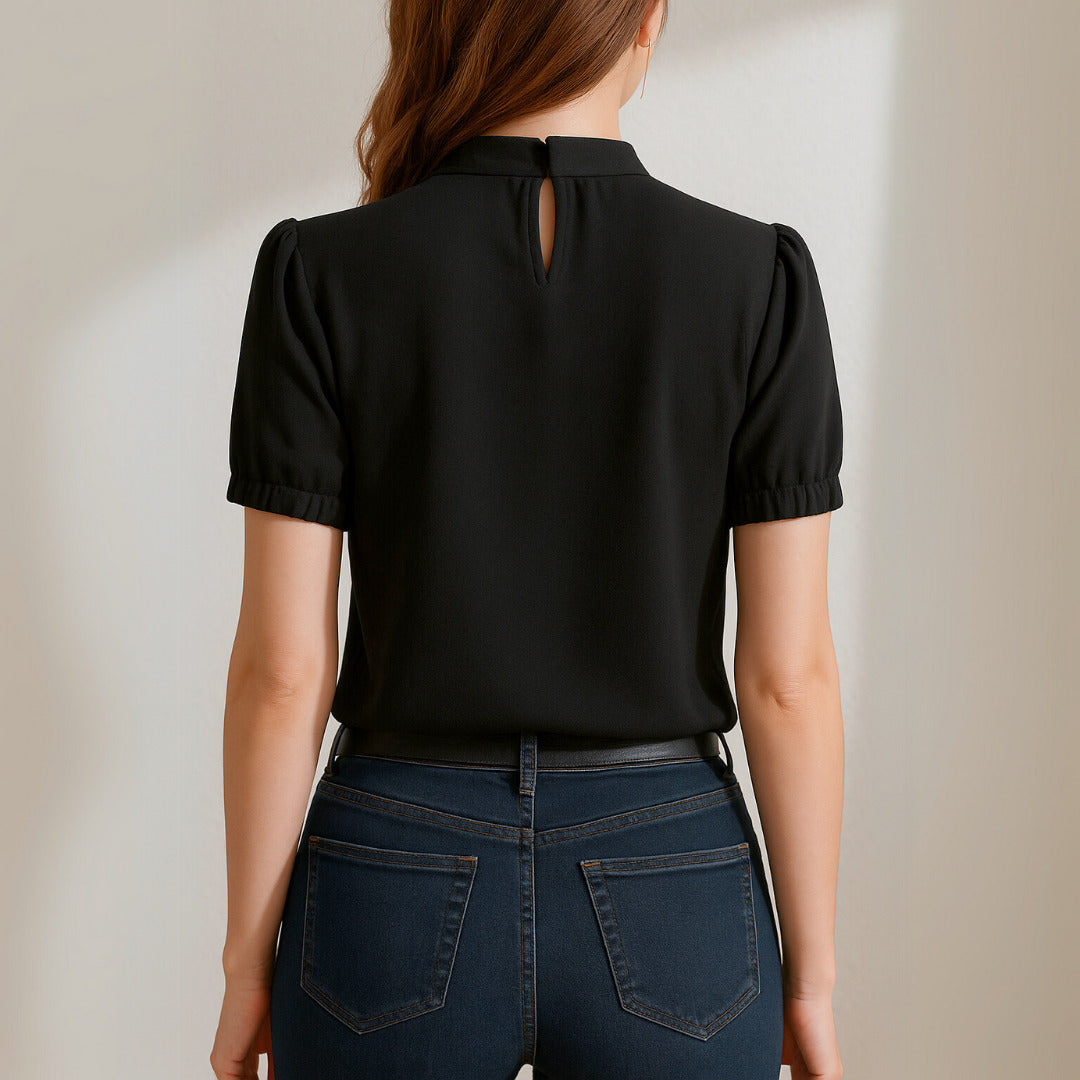 Belana - Casual Pleated Blouse With Split Sleeves