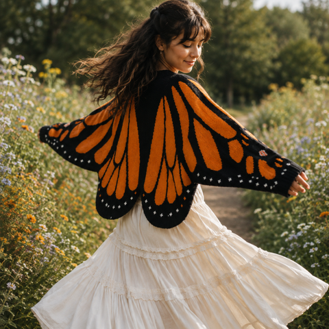 Joveaiana - Monarch Butterfly Wing Knit Cardigan