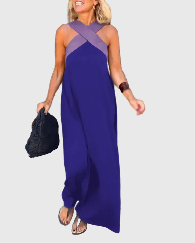 Frederikke - Elegant Maxi Dress With Crossover Neck