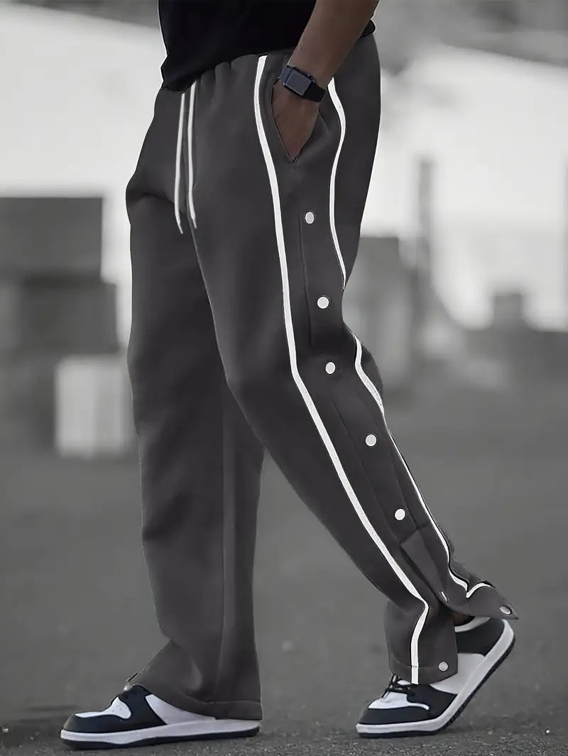 Mendis - Casual Sport Straight-Leg Pant With Snap Button