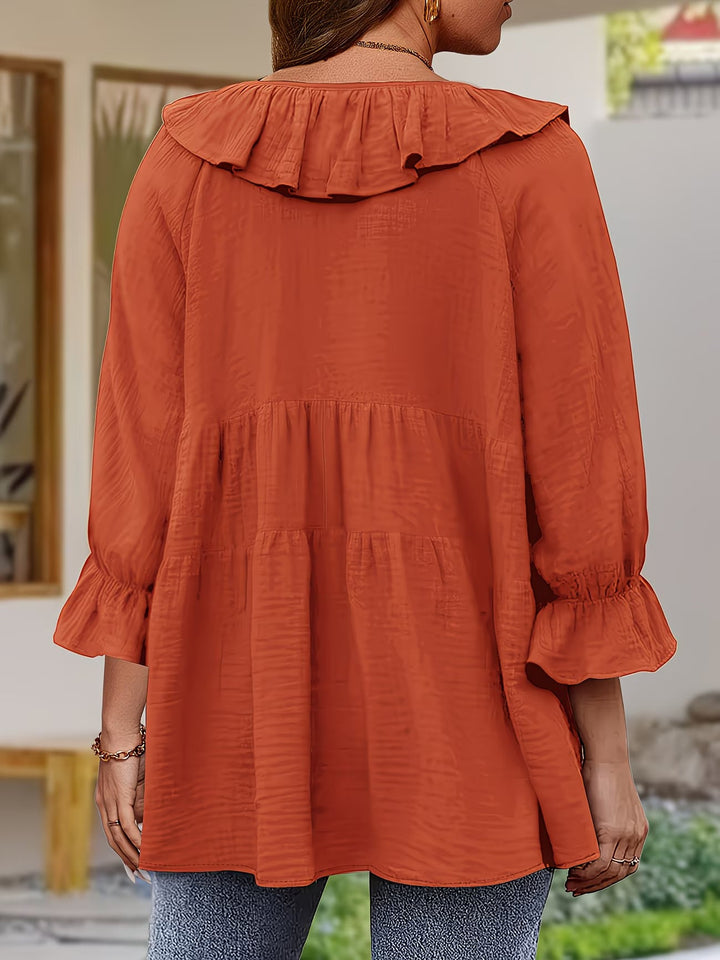 Garbine - Elegant Ruffle Neck Blouse