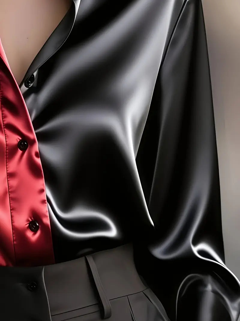 Zillah - Elegant Commuter Contrast Satin Shirt