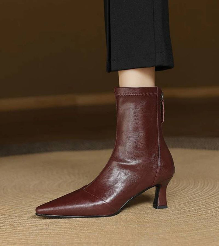 Lielah - Leather Ankle Boot With Zipper