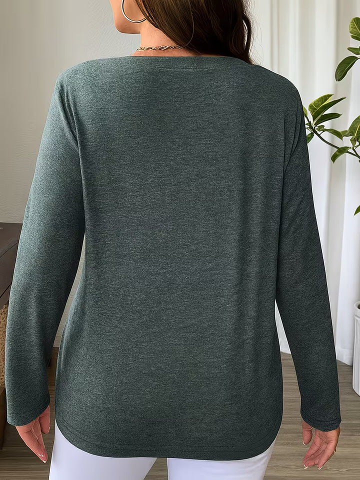 Oihana - Crisscross V-Neck Long Sleeve Top