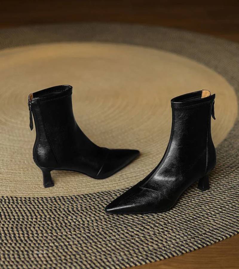 Lielah - Leather Ankle Boot With Zipper