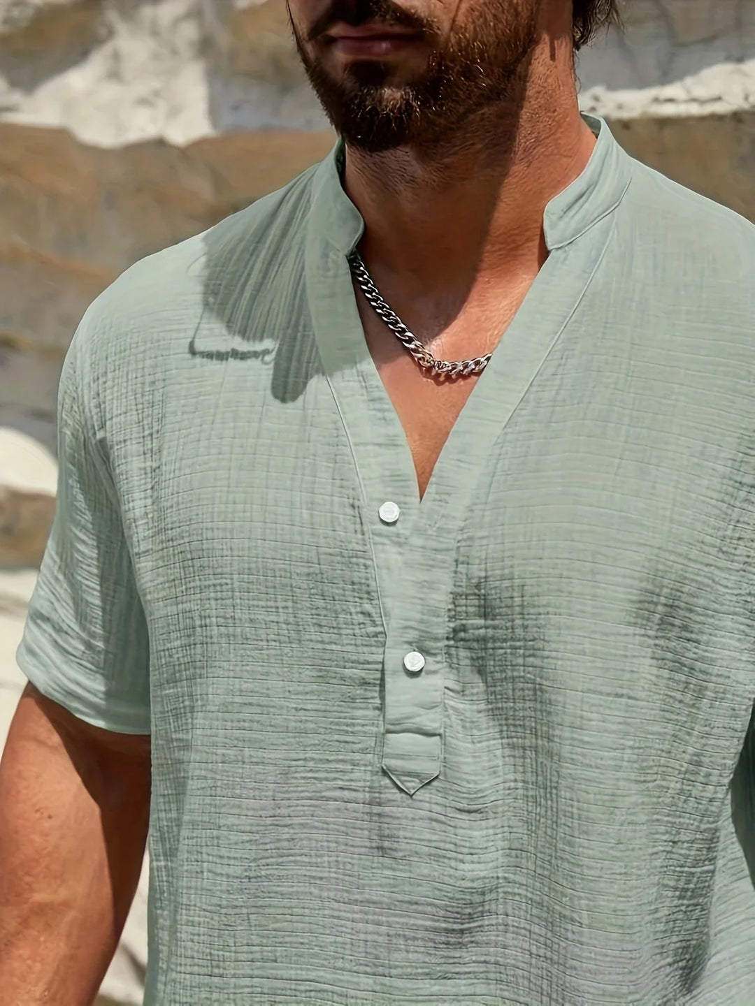 Sancho - Elegant Summer Shirt With Stand Collar