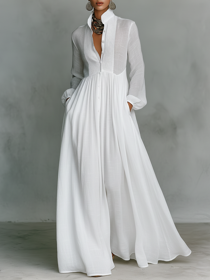 Naylia - Maxi Dress with High Neck and Long Sleeves