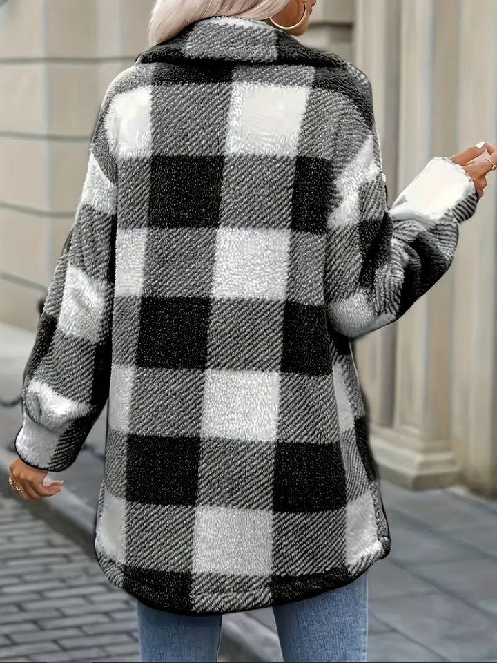 Amelena - Cross-Border Plaid Plush Jacket