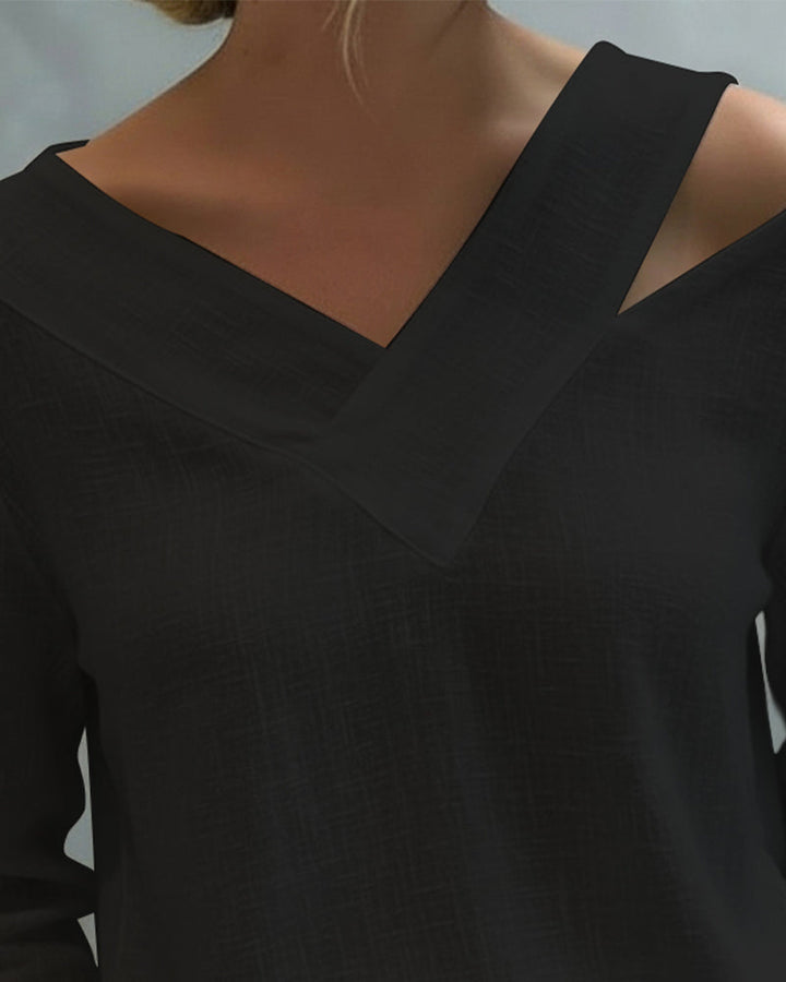 Makeeta - Elegant V-Neck Top With Straps
