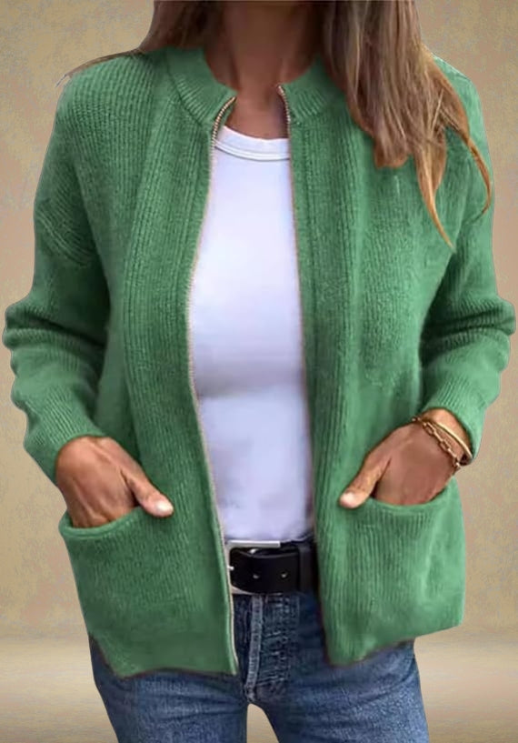 Marsha - Autumn Cardigan With Zipper