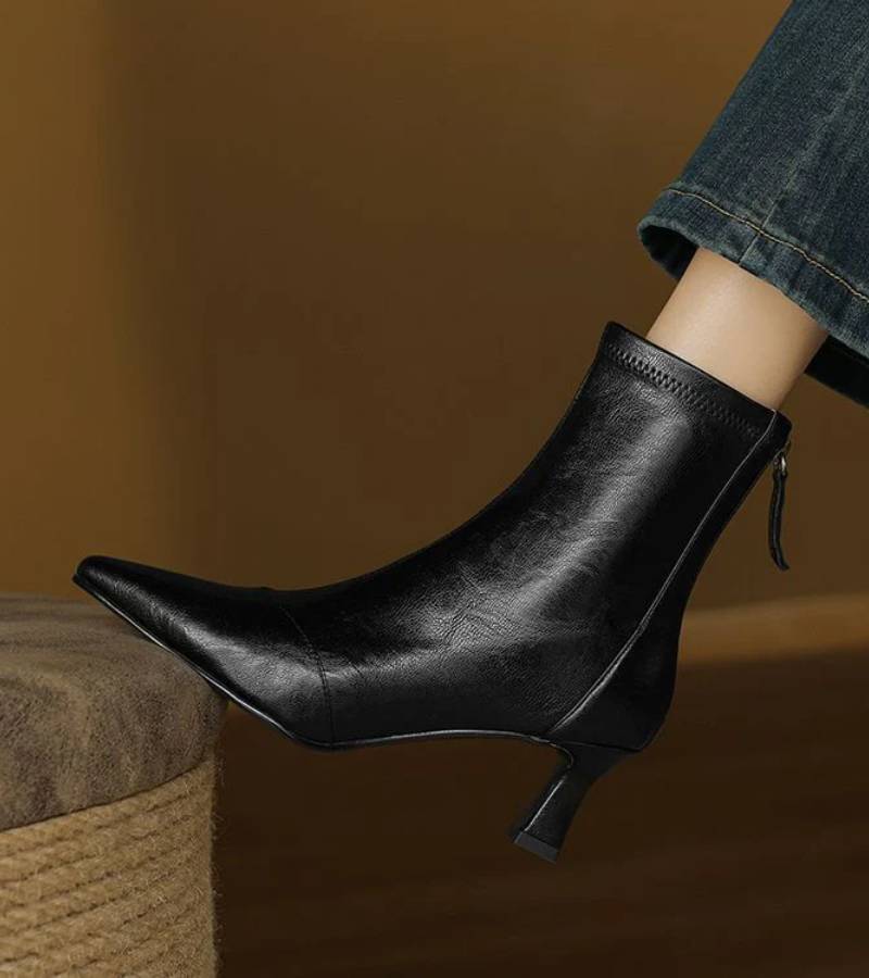 Lielah - Leather Ankle Boot With Zipper