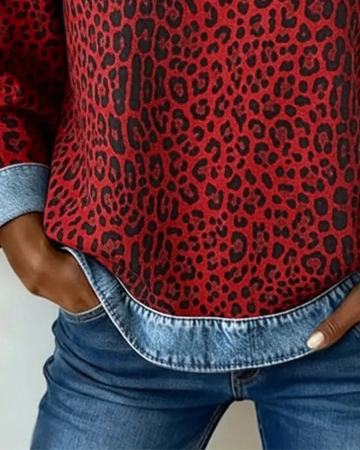 Krassimira - Long Sleeve Leopard Print Top