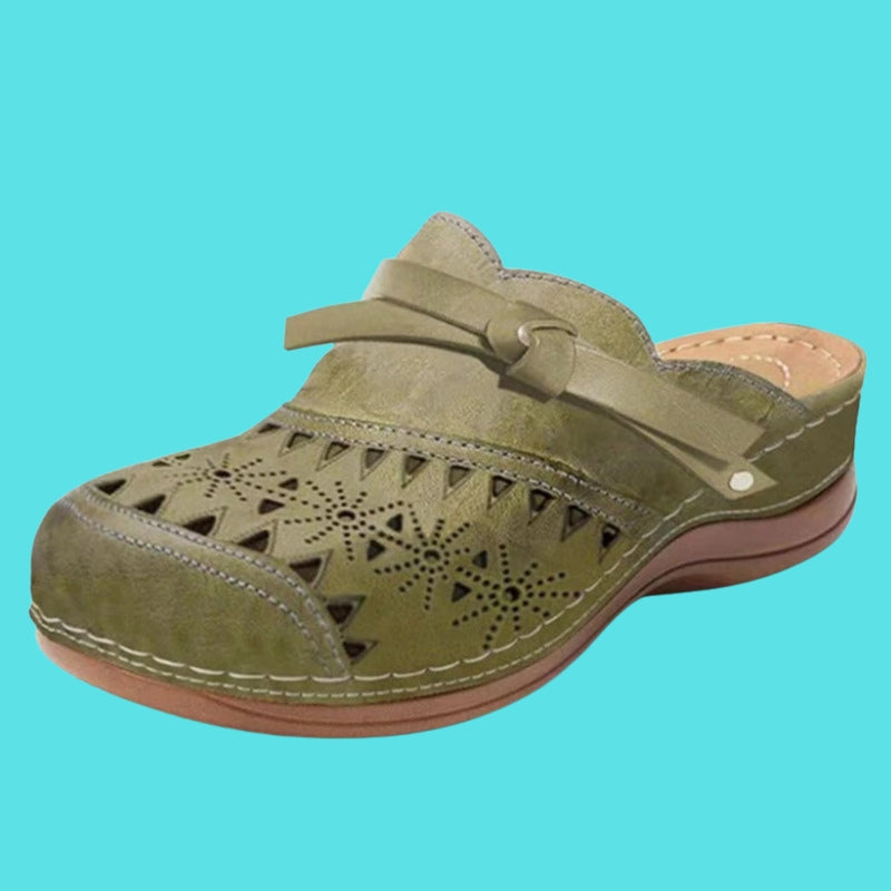 Nicholle - Bow Hollow Out Flat Mules