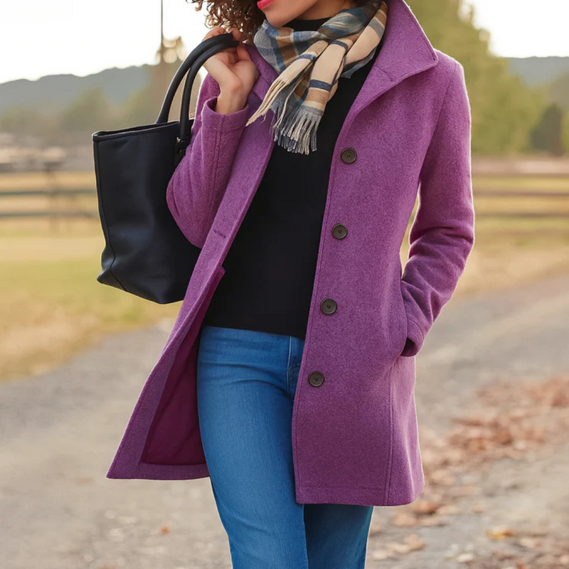 Quendra - Long Sleeve Button Up Coat