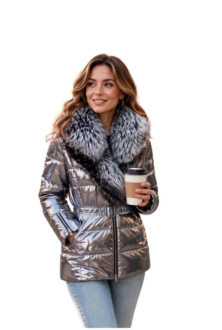 Lovetta - Padded Jacket with Faux Fur Collar