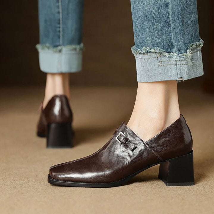 Misha - Elegant Leather Loafers with Heel