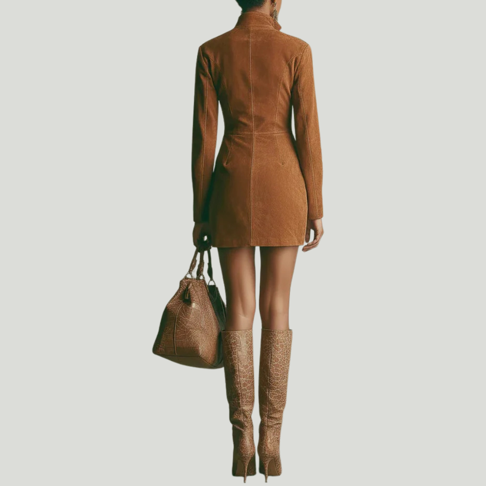Narion - Suede Zip-Up Dress