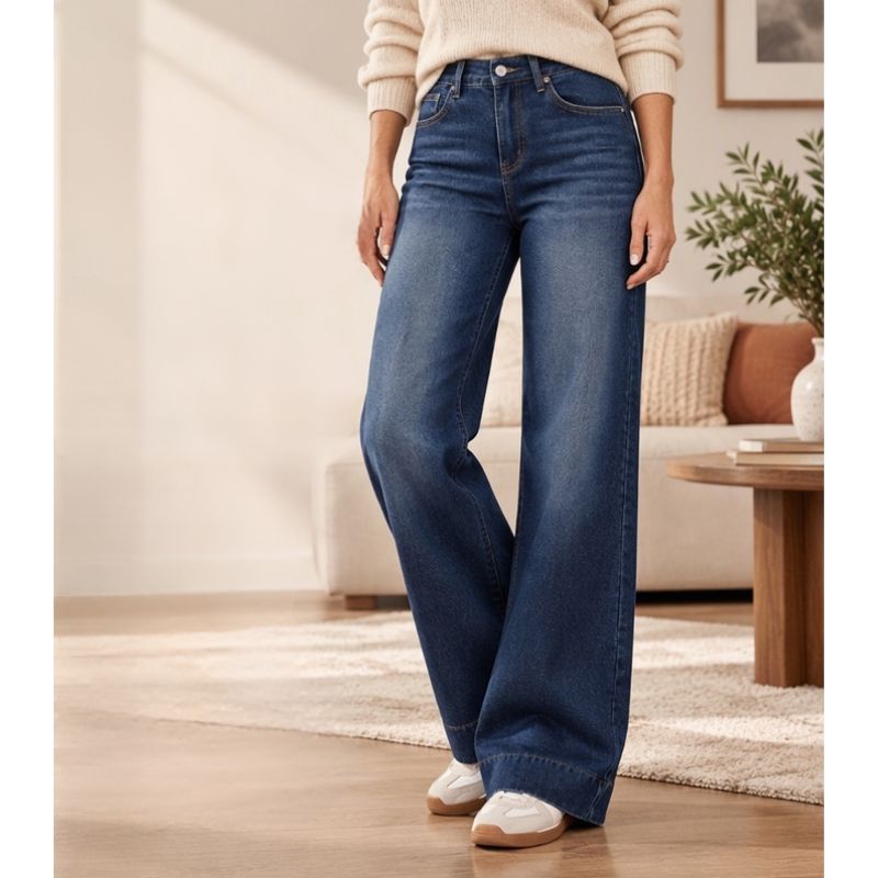 Quenuicia - Jeans With Wide Legs And High waist