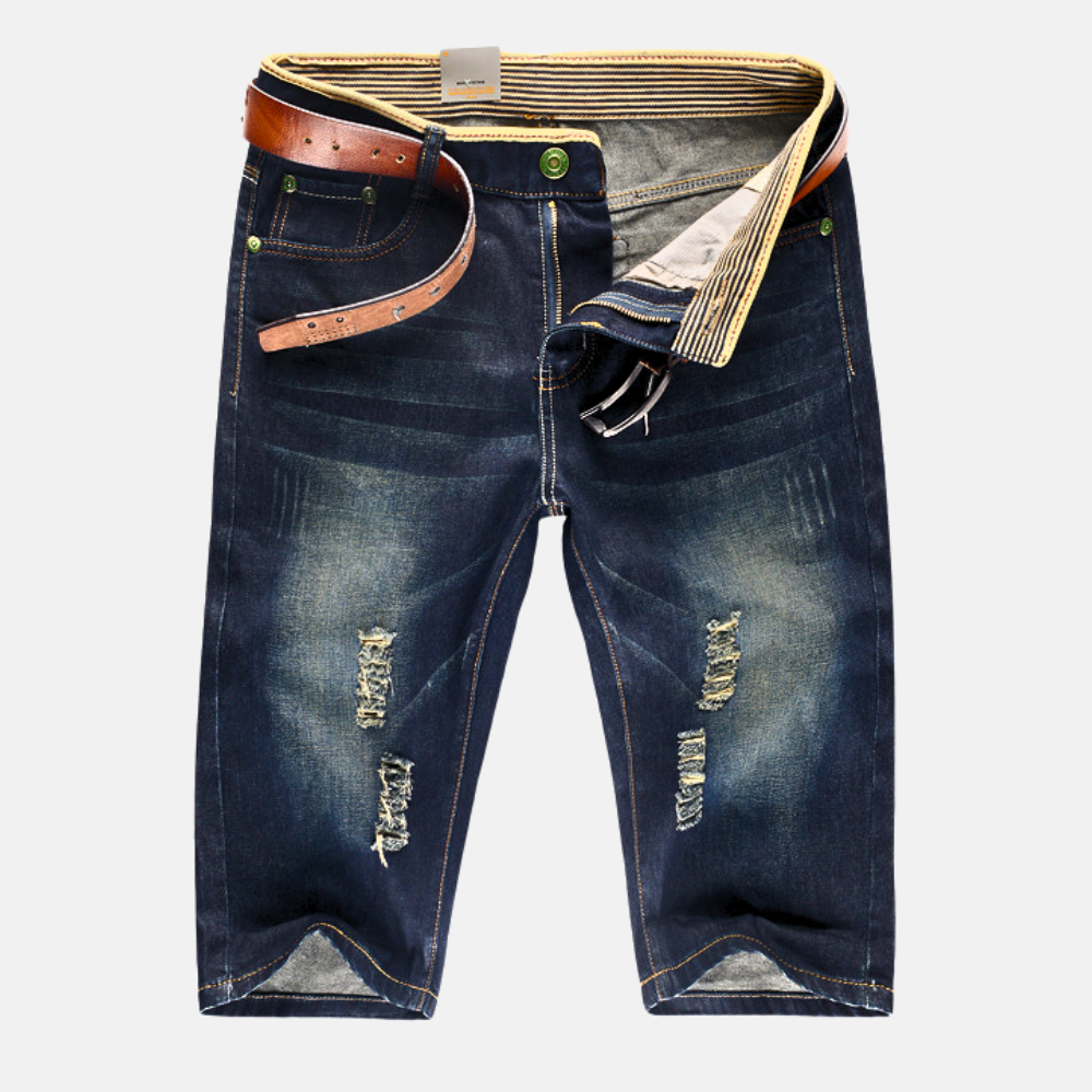 Eleena - Ridge Distressed Denim Shorts